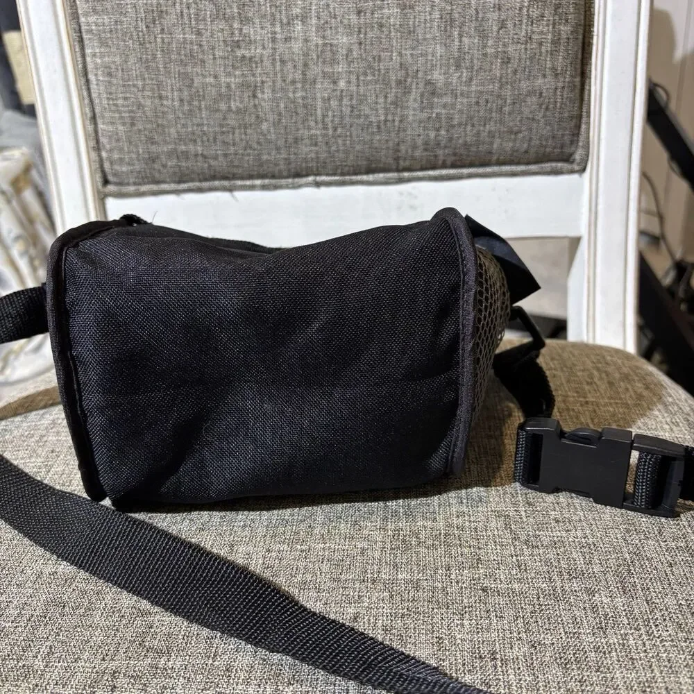Vintage Polaroid Camera Bag Black Canvas Case Shoulder Strap Mesh Pockets